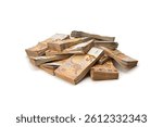 Stack of Euro banknotes isolated on white background    
