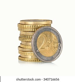 Stack Of Euro Coins Isolated