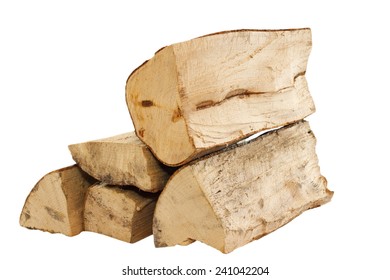 Stack Of Fire Wood Isolated Over White Background