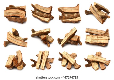 stack of firewood isolated on white background