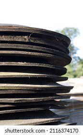 
A Stack Of Flat Truck Tires