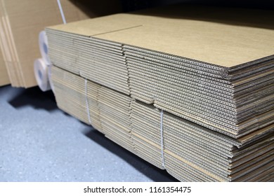 Stack Of Flattened Cardboard Box