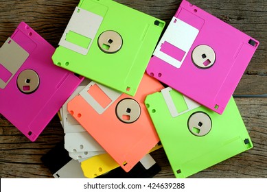 stack floppy disk wooden