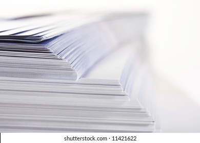 Stack Of Flyers On White Background