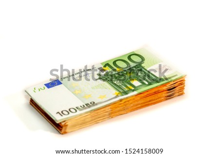 Stack of Folded EU Currency Notes on White background, euro, money