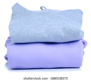 Stack Folded Sweaters Hoodie On White Background Isolation