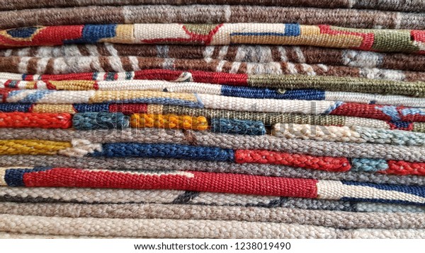 Stack Folded Traditional Turkish Rugs Layers Stock Photo Edit Now