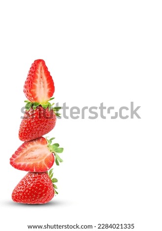 Stack of fresh strawberries on white background