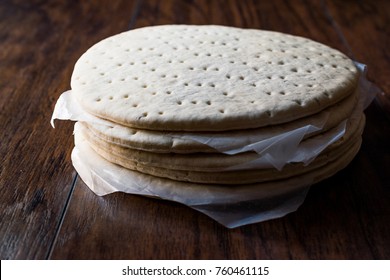 Stack Of Frozen Pizza Base Or Dough