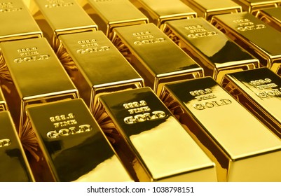 Stack Of Gold Bars. Financial Concepts.