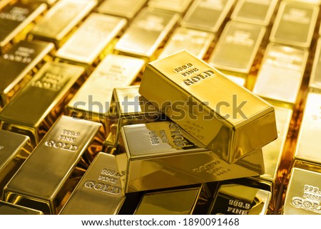 Stack of gold bars. Financial concepts.