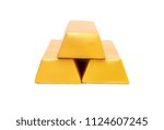 Stack of gold bars isolated on white. 