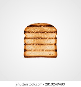 Stack of golden brown woven bread loaves on white background
