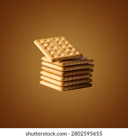 Stack of golden coins with reflection on wooden surface