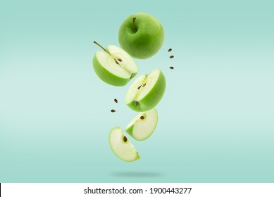 Stack of green Apple falling or flying.Creative levitation food
 - Powered by Shutterstock
