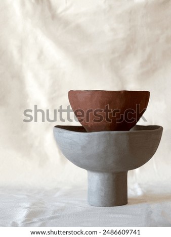 A stack of handmade ceramic pottery bowls 
