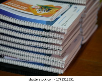 Stack Of Hard Cover Ring Binding Book