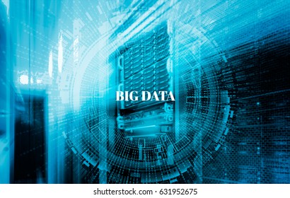 stack of hard drives store mainframe with abstract background big data and binary code