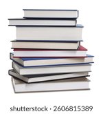 Stack of hardcover books isolated on white