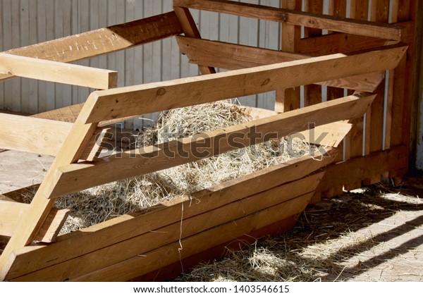 Stack Hay Feeder Horses Stock Photo Edit Now 1403546615