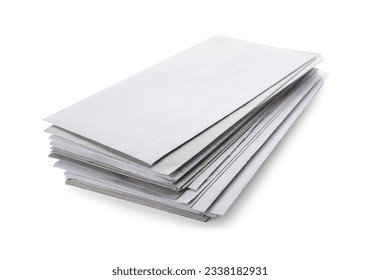 Stack of letters on white background