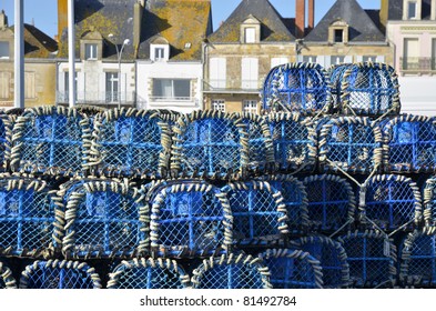 Stack of lobster pot at Le Croisic in western France
