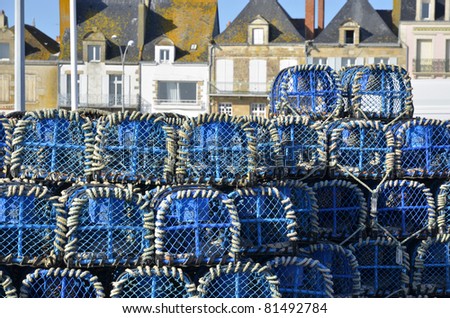 Stack of lobster pot at Le Croisic in western France
