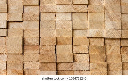 Stack Of Lumber.Wooden Bars Parquet Texture Background