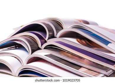 Stack of magazine isolated on white background. - Shutterstock ID 1019023705