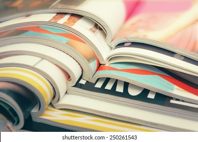 Stack of magazines - Shutterstock ID 250261543