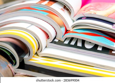 Stack of magazines - Shutterstock ID 283699004