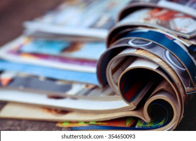Stack of magazines - Shutterstock ID 354650093