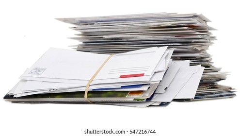 Stack Of Mail On White Background