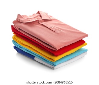 Stack Of Male Shirts On White Background