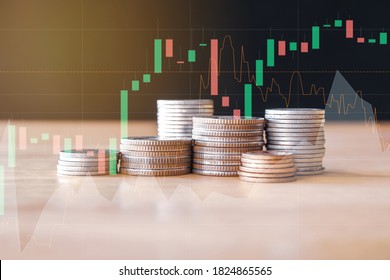 Stack of money coin with trading graph, financial investment concept can be use as background - Shutterstock ID 1824865565