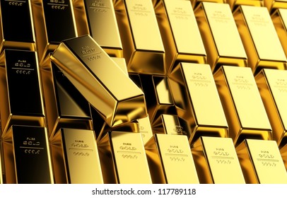 Stack Of Multiple Gold Bars