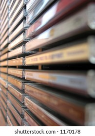 Stack of music cds, perspective