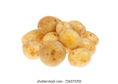 Stack Of New Potatoes Isolated Against White