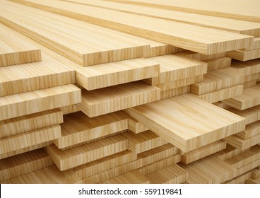 Stack of new wooden planks