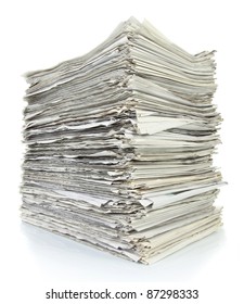 Stack Of Newspaper On White Background