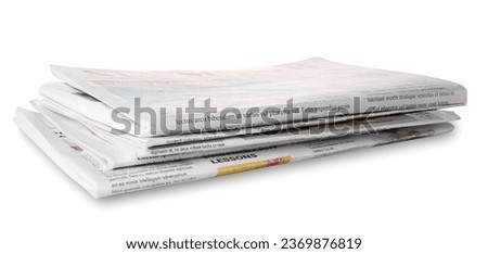 Stack of newspapers isolated on white background