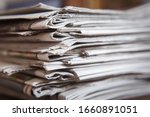 Stack of Newspapers, Journalism concept