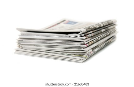 Stack Of Newspapers On White Background