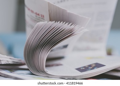 Stack of newspapers, selective focus