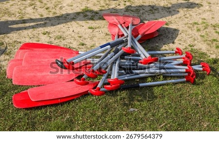 Stack of oars, rowing, paddling, watersport, hobby, fun