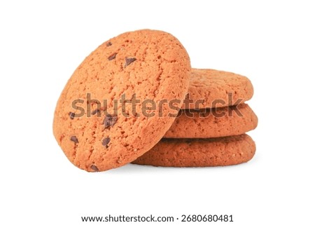 A stack of oatmeal chocolate chip cookies close-up isolated on a white background