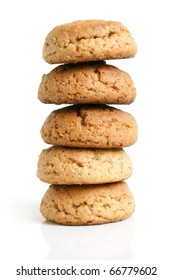 Stack Of Oatmeal Cookies On A White Background