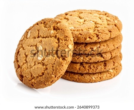 Stack of Oatmeal Digestive Biscuits Isolated on White Background
