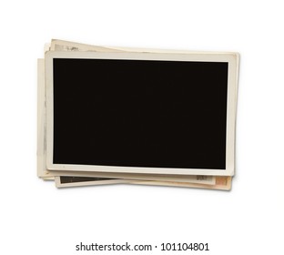 Stack Of Old Blank Photographs With Clipping Path For The Inside