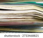 stack of old books. abstract background with old books. side view.